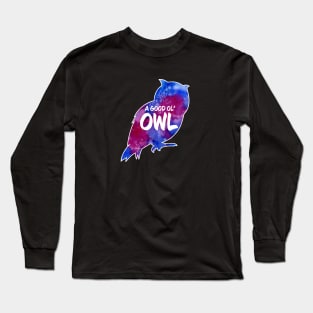 Owl Critter - Watercolor Background Long Sleeve T-Shirt